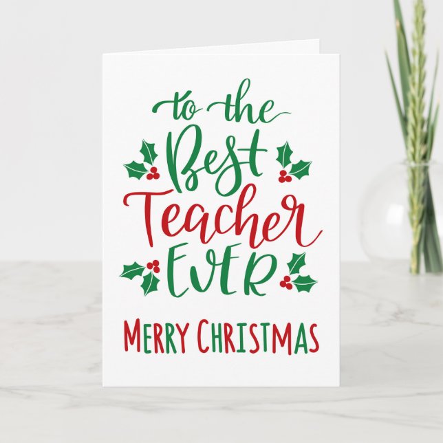Carte Meilleur enseignant Joyeux Noël Typographie (Devant)