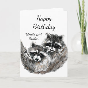 Carte Meilleur Frère du monde Anniversaire mignon Raccoo