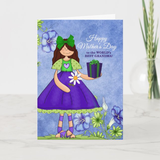 Carte Meilleur grand-mère dans le World Purple Girl (Devant)