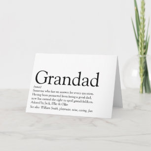 Carte Meilleur Grand-Père, Grand-Papa, Papa Définition d