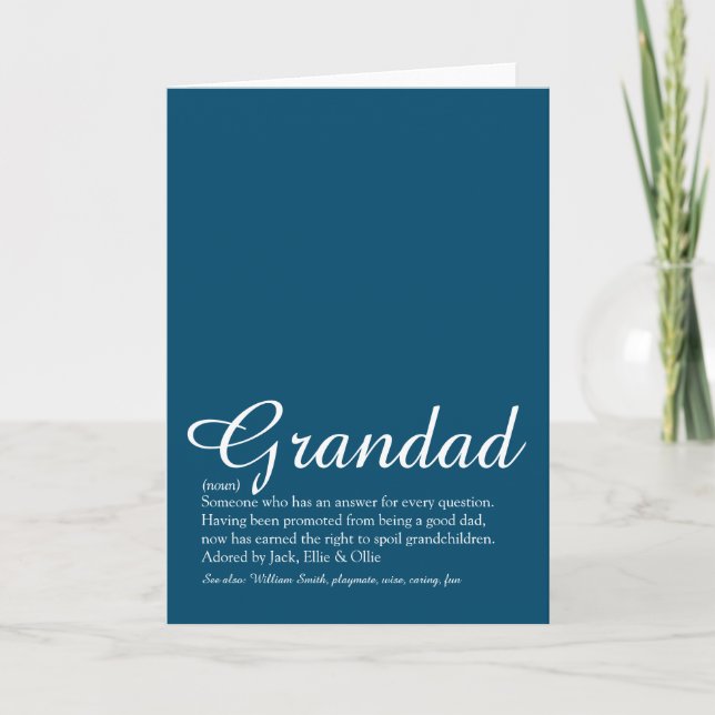 Carte Meilleur Grand-Père, Grand-Papa, Papa Définition S (Devant)