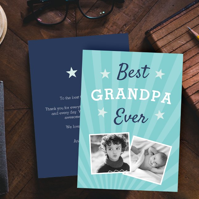 Carte Meilleur Grand-Père | Photo Fête des pères plat (Créateur téléchargé)