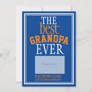 Carte Meilleur Grand-Père Typographie Bleue Titulaire De