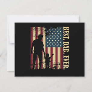 Carte Meilleur Papa Avec Nous Drapeau Américain Vintage