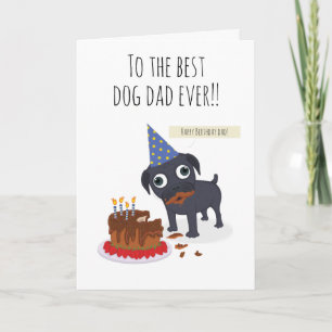 Carte Meilleur papa chien jamais, gâteau, drôle carlin n