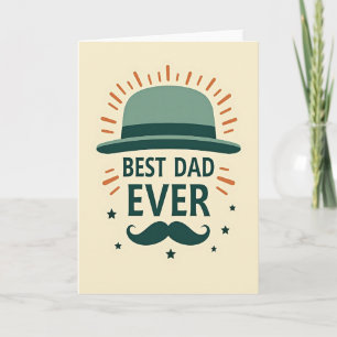 Carte Meilleur Papa du Monde Chapeau Turquoise