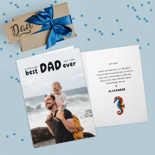 Carte Meilleur Papa Jamais Fête des pères Seahorse Photo
