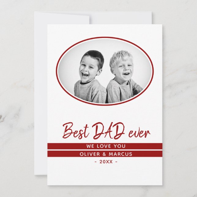 Carte Meilleur papa Jamais Moden Rouge Script Photo de l (Devant)