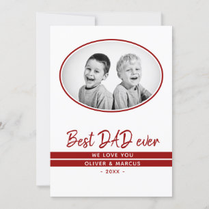 Carte Meilleur papa jamais Moden Rouge Script Photo de l
