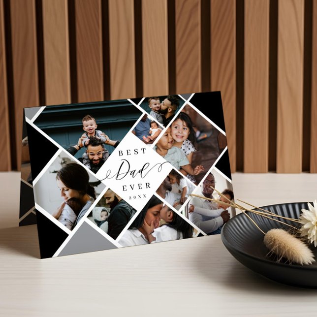 Carte Meilleur Papa Jamais Photo Moderne Collage Personn (Best Dad Ever Modern Photo Collage Personalized Card)