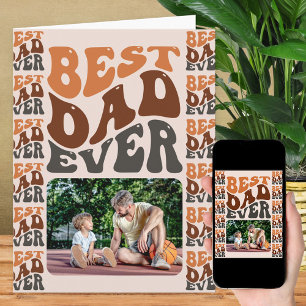 Carte Meilleur Papa Jamais Super Retro Typographie Photo