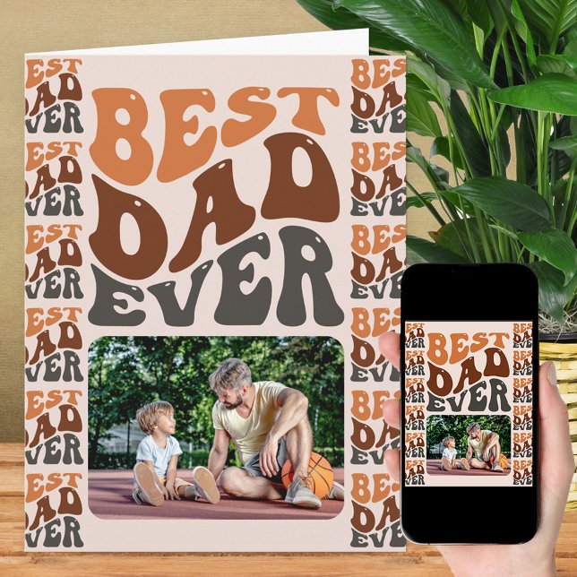 Carte Meilleur Papa Jamais Super Retro Typographie Photo (Créateur téléchargé)