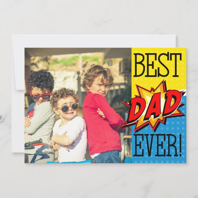 Carte Meilleur papa jamais Superhero Photo personnalisée (Devant)