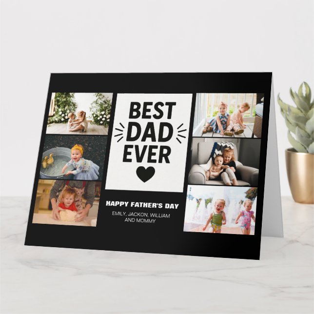 Carte Meilleur Papa Personnalisé 6 Photos Collage  (Petite plante)