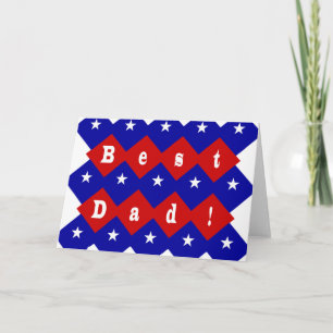 Carte Meilleur papa Stars & Diamonds Typographie Rouge &