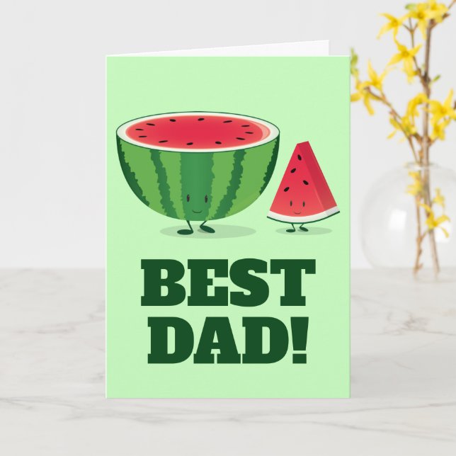 Carte Meilleur papa Watermelon Fruit Fête des pères alim (Fleur jaune)