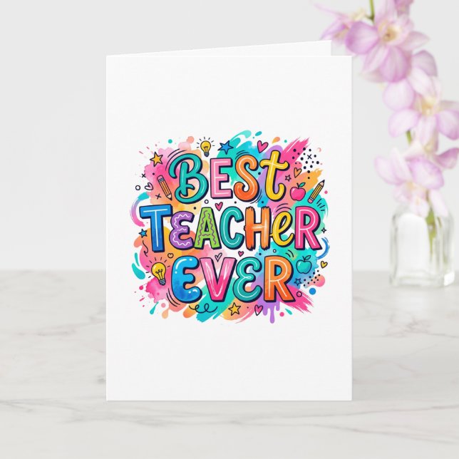 Carte Meilleur Professeur Colorée (Orchidée)