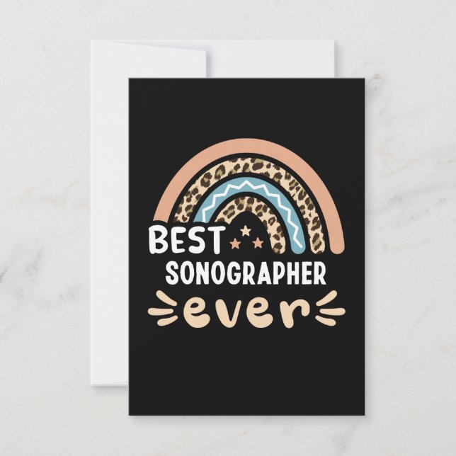 Carte Meilleur Sonographe jamais Leopard Rainbow Gift Ma (Devant)