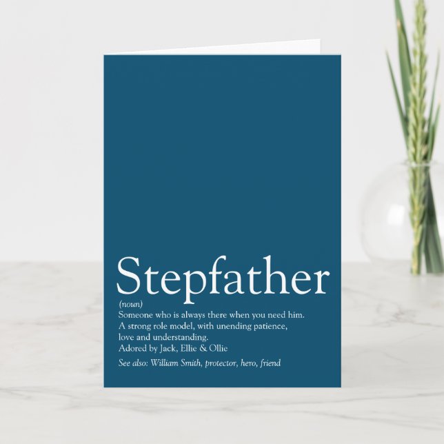 Carte Meilleur Stepfather du monde, Stepdad Definition B (Devant)