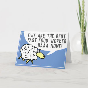 Carte Meilleur Travailleur de Restauration Rapide Sans É