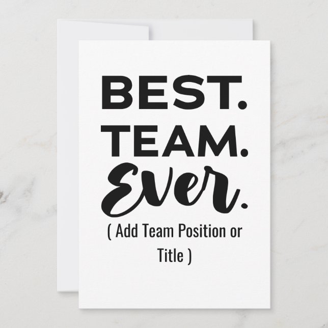 Carte Meilleure équipe, nom personnalisé ou tâche (Devant)