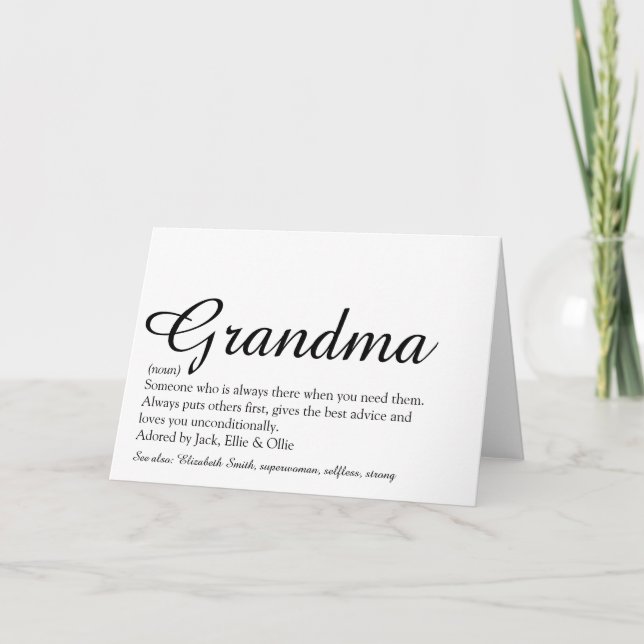 Carte Meilleure Grand-mère Définition de Grand-mère Scri (Devant)