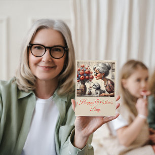 Carte Meilleure grand-mère jamais Elegant bouquet nana c