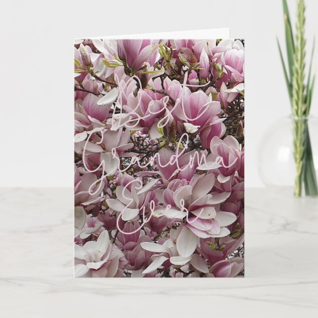 Carte Meilleure Grand-mère Jamais Fleurs de Magnolia Ros (Devant)