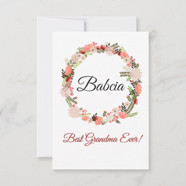 Carte Meilleure grand-mère jamais polonais Babcia (Devant)
