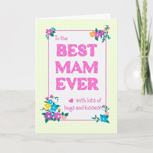Carte Meilleure Mam Ever Mère's Day Hugs and Kisse (Devant)