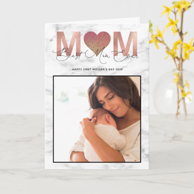 Carte Meilleure maman Citer la fête des mères 2 Photo Ro (Fleur jaune)