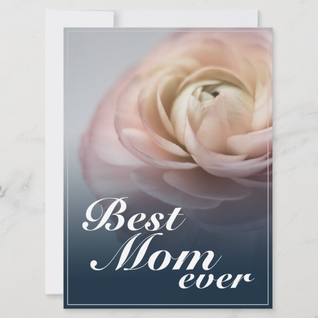 Carte Meilleure Maman du Monde avec Grande Rose Rose (Devant)