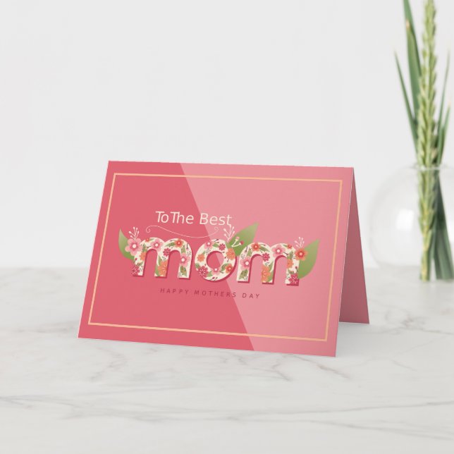 Carte Meilleure Maman Fête des mères rose floral (Devant)