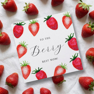 Carte Meilleure Maman ! Fraise à l'aquarelle pour la fêt