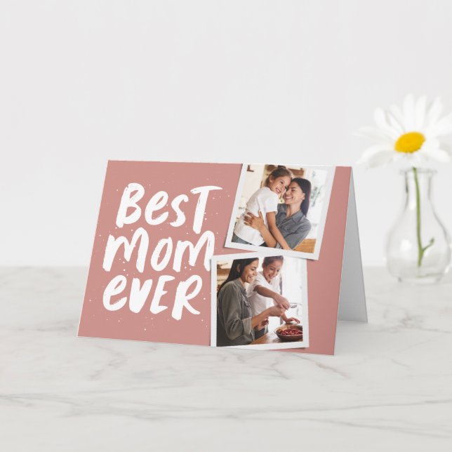 Carte Meilleure maman jamais à la mode deux rose photo F (Petite plante)