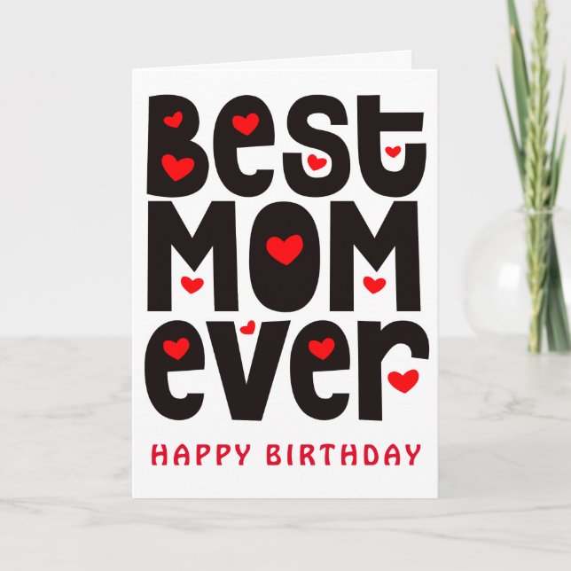 Carte Meilleure maman Jamais Coeur Rouge Noir Blanc Anni (Devant)