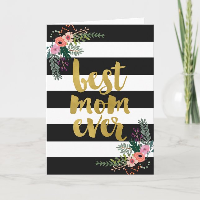 Carte Meilleure maman jamais Gold Foil Floral (Devant)