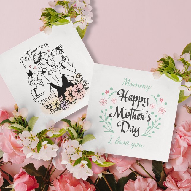 Carte Meilleure maman jamais maman, coutume enfants / ca (Best Mom ever mum, custom greeting flat card)