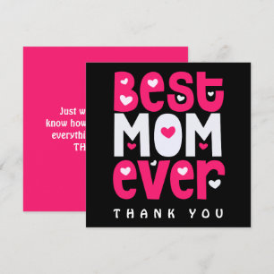 Carte Meilleure maman jamais Merci du coeur noir rose bl