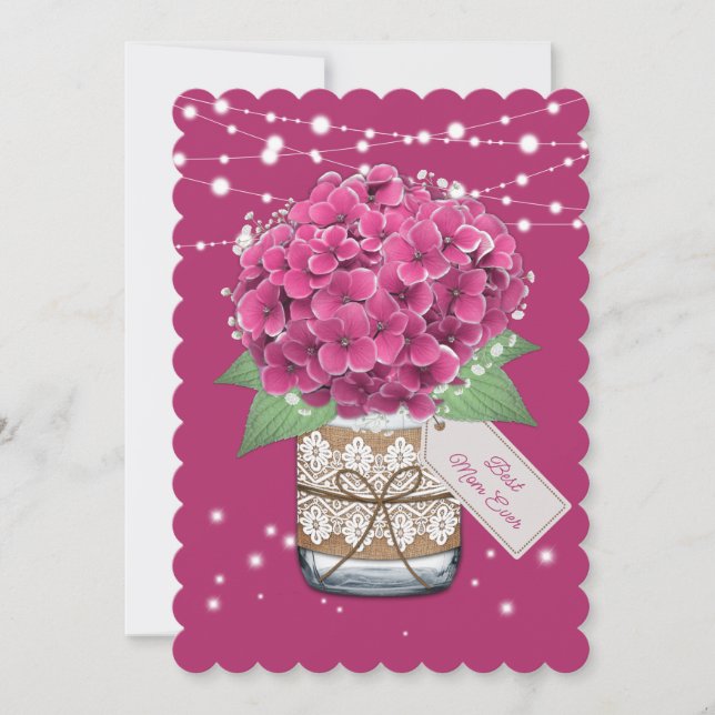 Carte Meilleure maman jamais rose Hydrangea Jolie fête d (Devant)