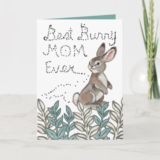 Carte Meilleure maman lapin jamais mignonne Texte lapin  (Devant)