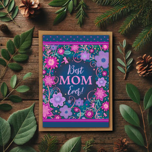 Carte Meilleure Maman Pink Purple Floral Jolie Fête des 