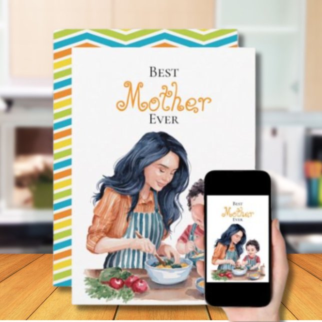 Carte Meilleure maman toujours mère et enfant aquarelle  (Créateur téléchargé)