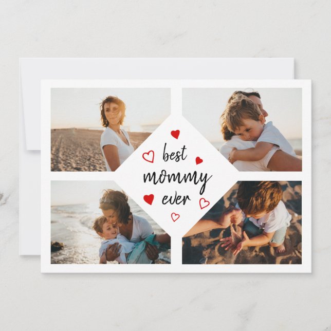 Carte Meilleure maman toujours Typographie 4 Photos Fête (Devant)