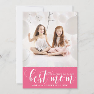 Carte Meilleure maman White Modern Calligraphy Fête de