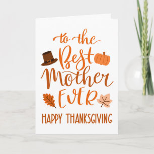 Carte Meilleure Mère de toujours Jour de Thanksgiving en