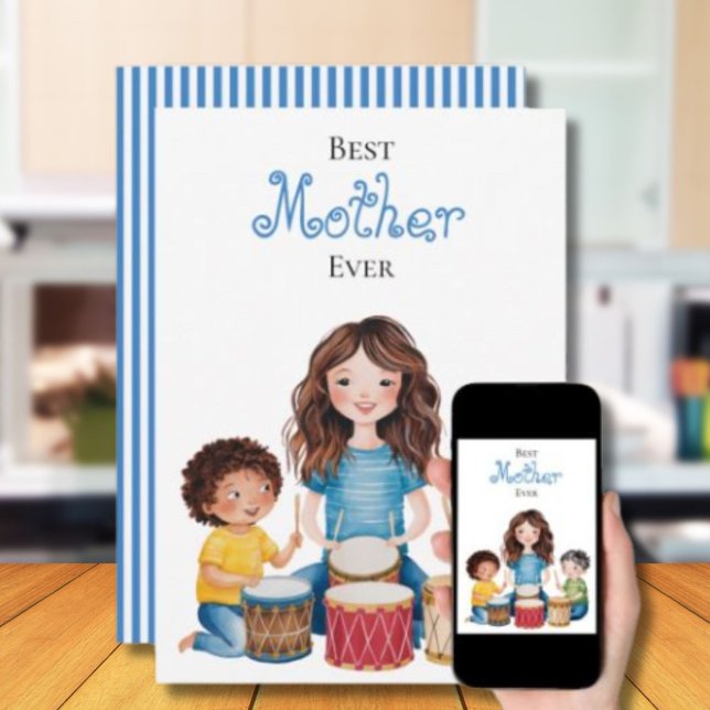 Carte Meilleure Mère du Monde Musique Enfantine Création (Créateur téléchargé)