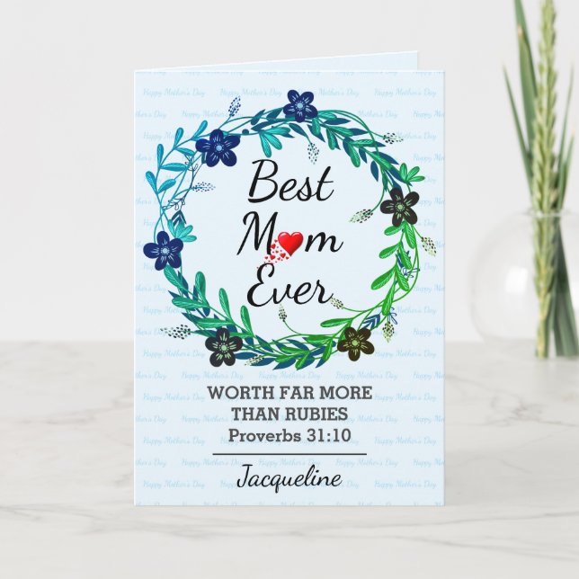 Carte MEILLEURE MÈRE JAMAIS prouver 31 Fête des mères fl (Devant)