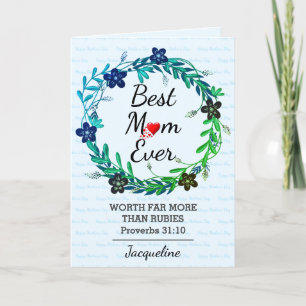 Carte MEILLEURE MÈRE JAMAIS prouver 31 Fête des mères fl