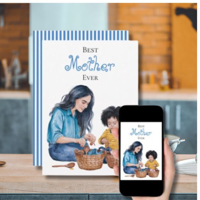 Carte Meilleure mère qui soit Conception de moment de li (Créateur téléchargé)